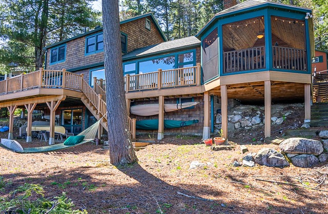 Lakeside cottage with Lake Winnipesaukee views & private boat dock, dog-friendly