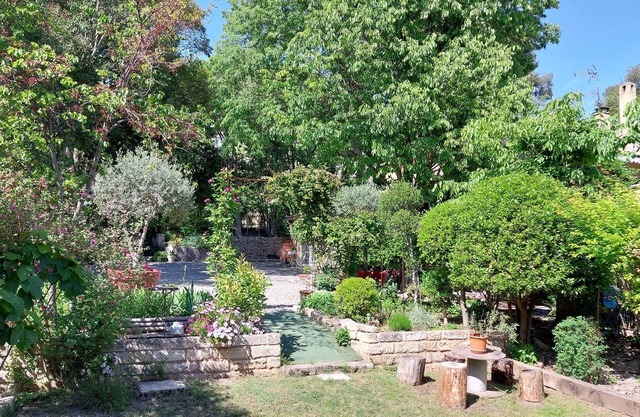 Large, quiet house with wooded garden and swimming pool, near town center (12')