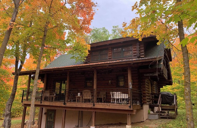 Log cabin in the woods with Marion Lake access in Otter Tail County.