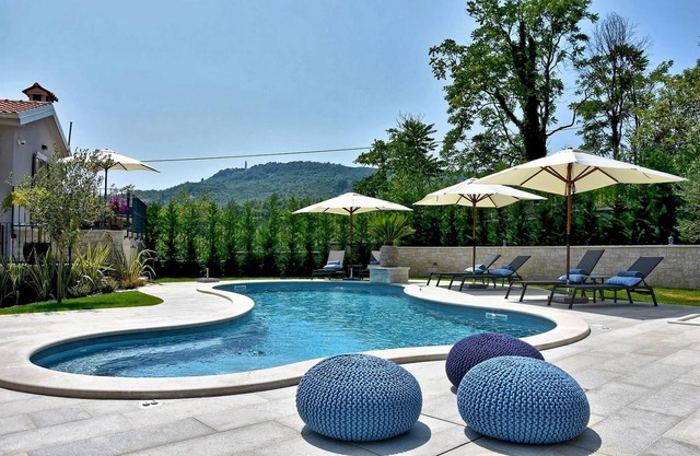 Luxuriously decorated villa with designer interior, pool, sauna and wellness