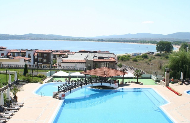 Luxury beachside penthouse near Sozopol w/sea view terraces & resort amenities.
