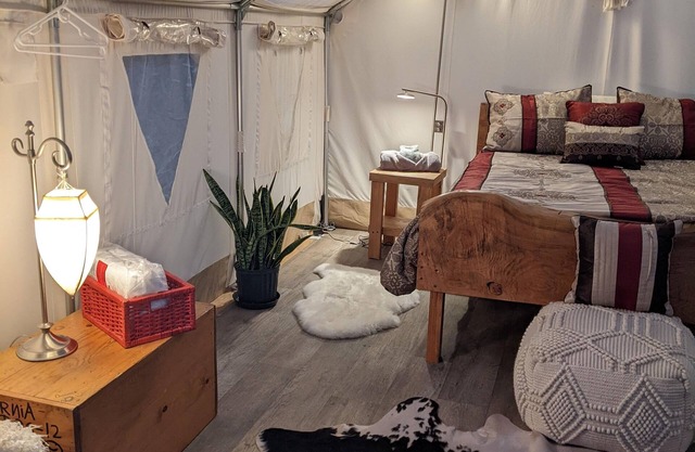 Madrona Glamping Tent with heater and fridge.