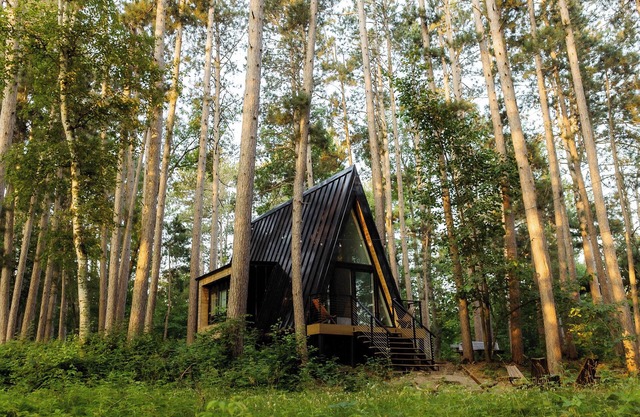 Modern A Frame Cabin on Private Nature Lake
