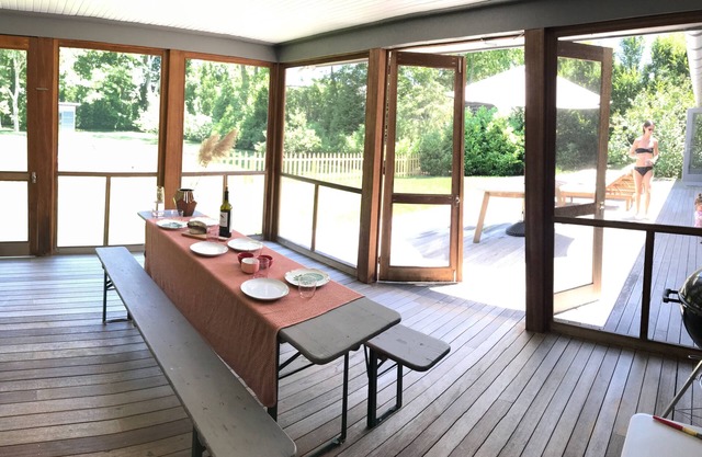 Modern Bellport Village Beach House With Pool.