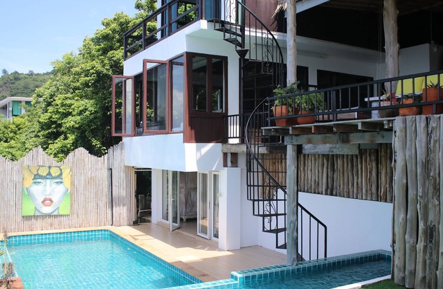 Ocean Bliss Cliff Top Villa Nai Harn. Uninterrupted ocean views over 4 floors