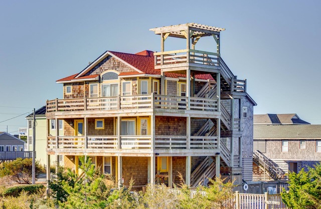 Ocean-view home with private pool, hot tub, two wraparound decks, & central AC