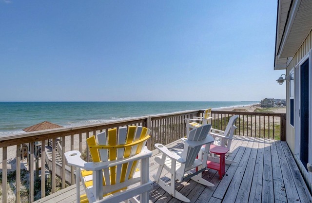 Oceanfront Home, multiple decks with private beach access