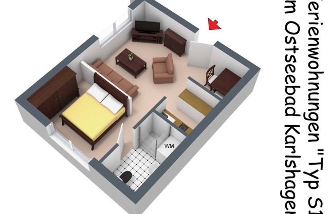 One-room apartment type S1 - the cozy one - c) Strandstraße 24