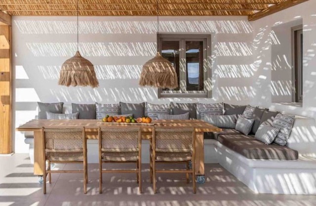 Panoramic view villa with stand alone bathtub and jacuzzi.