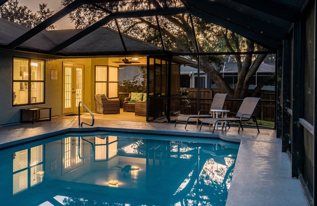Pet Friendly! Huge Heated Pool Quiet Neighborhood Close to Beach Gr8 4 Families!