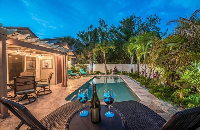 Private heated salt pool at OHasis Getaway and only 200 steps from the Beach!