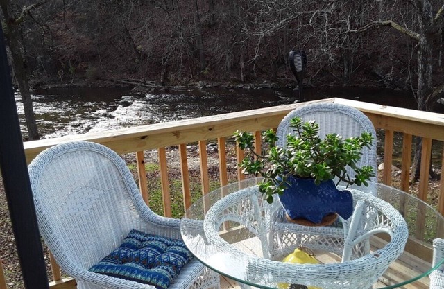 Private Waterfront property with Mountains surrounding the Loft on the Doe River