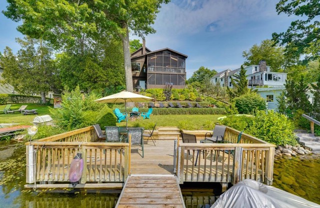 Queensbury Lakefront Home Screened Porch and Views!