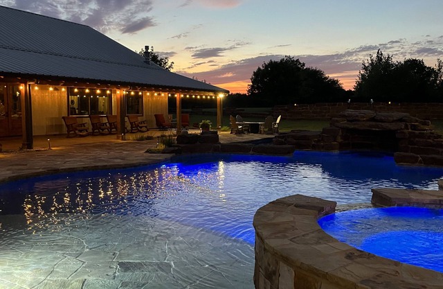 Ranch Resort with party lodge, lazy river and guest suites in the hill country.