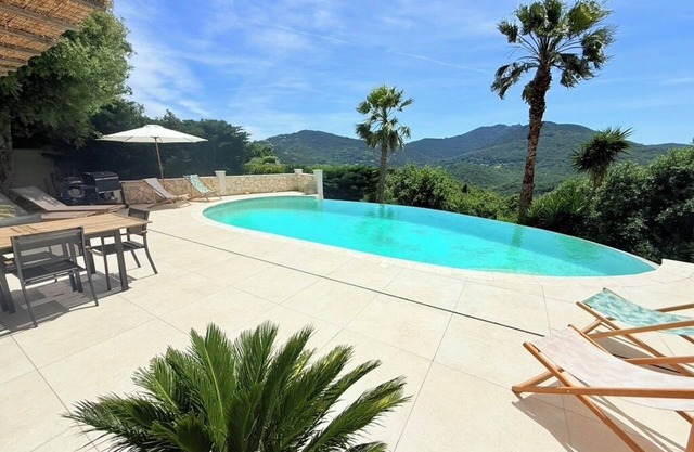 Renovated villa with swimming pool and breathtaking view in estate with tennis court