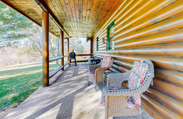 Rustic dog-friendly cabin with fireplace, open layout, grill, W/D, & firepit