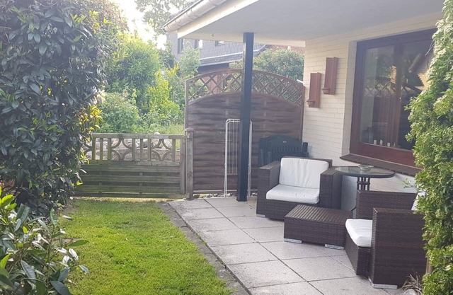 Single-storey apartment not far from Duhnen. Quiet area with garden