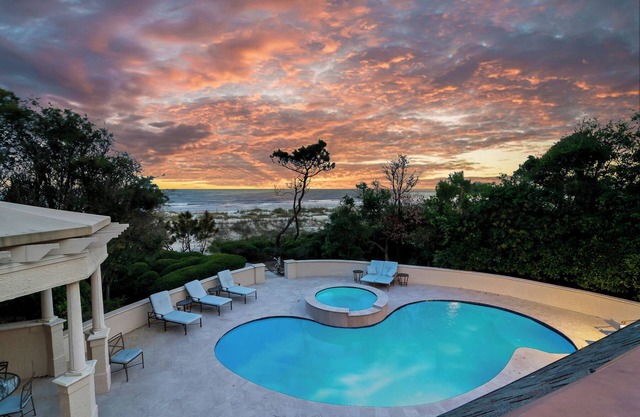 Six Bedroom Direct Oceanfront Home in Sea Pines with a Private Pool & Spa!