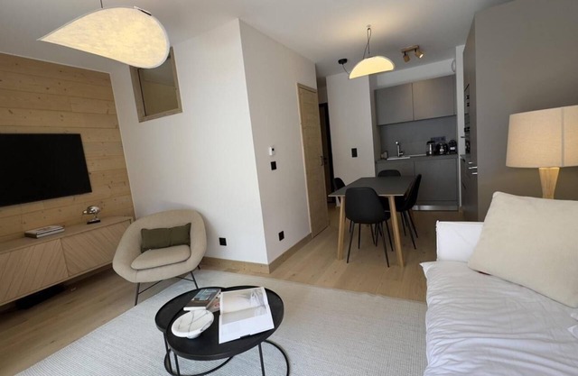 Ski-in/ski-out & foot of the slopes, swimming pool, terrace, parking, tv, ski locker, 43m²