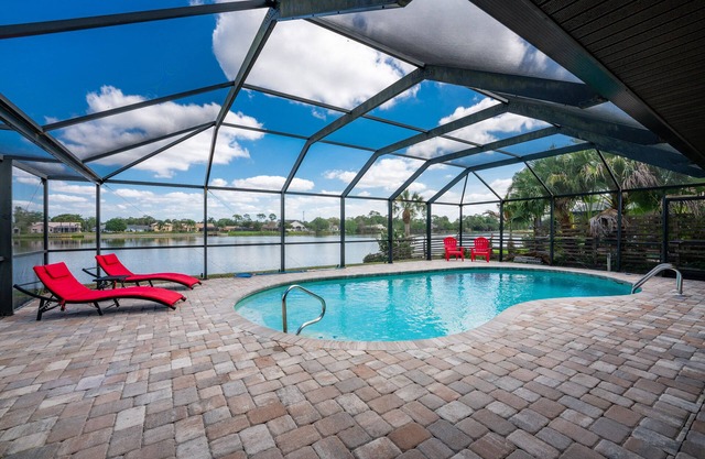 Snowbird Jan Feb 2026 open luxury waterfront pool villa.