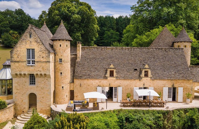 Spacious 8-bedroom chateau in charming Saint-Cyprien with pool, bar and gym