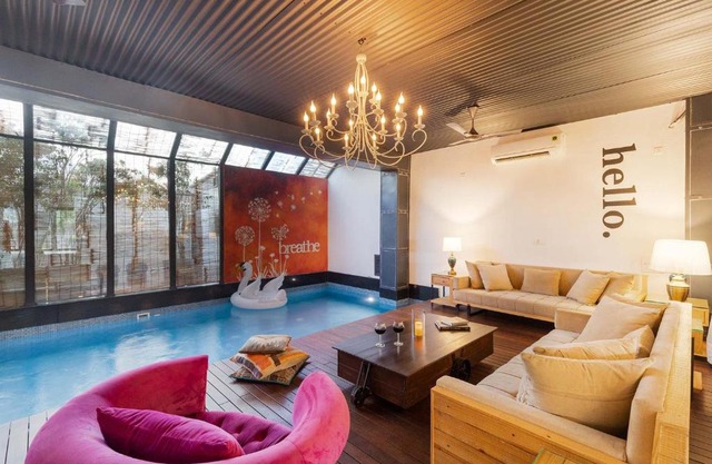 StayVista's The Barn House - Farm-View Villa with with bonfire, Indoor Pool & Bar
