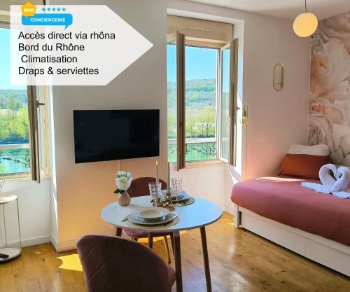 Studio l'éclat vue sur rhône , accès directe à la via rhona, clim