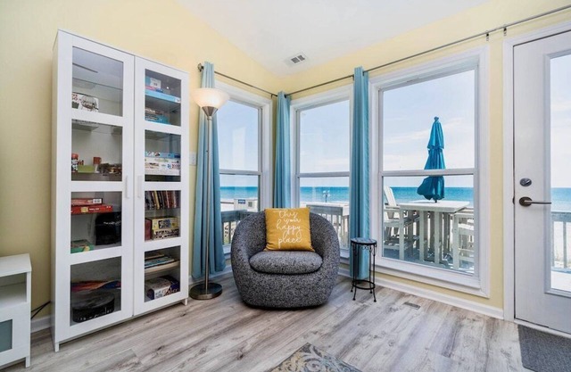 Stunning oceanfront views just steps from the deck; steps, sand, waves!