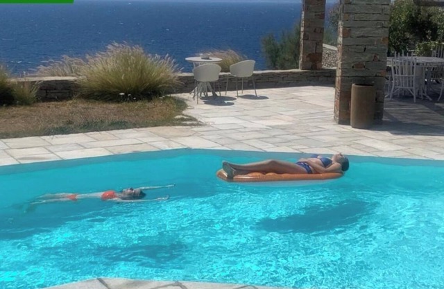 Stunning villa with a pool and with a private beach in Kea, Cyclades.