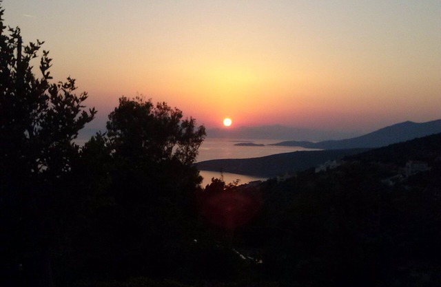 Sunset view house overlooking the bay