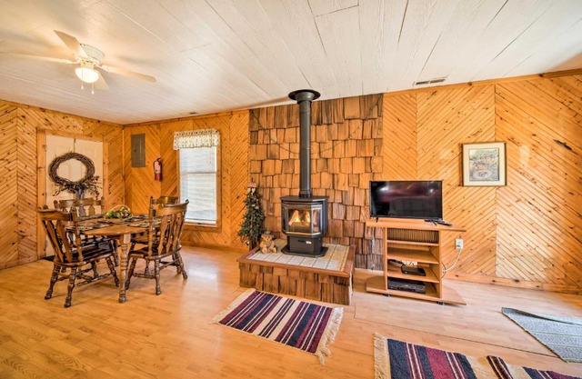 The Burgundy Cabin Iowa Retreat Pond and Fire Pit