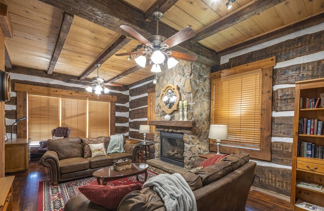 The remarkably preserved and spacious Chestnut Log House was built in 1829.