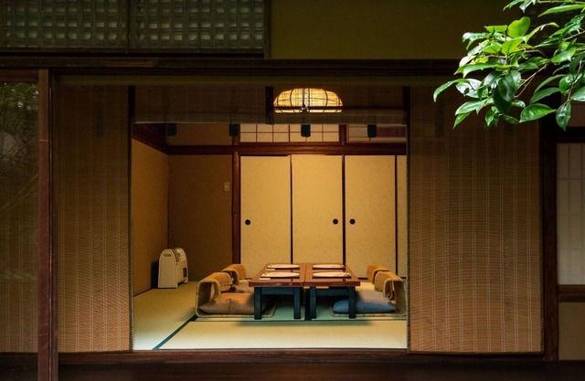 The room is a special maisonettetype room with a private garden and a cypress bathtub The room is /Kyoto Kyōto