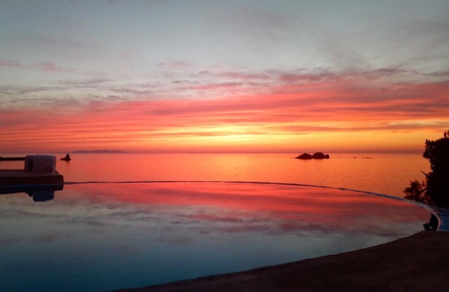 Traditional Cycladic style, waterfront Villa with unique pool and sunset view