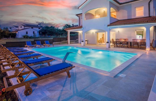 Villa Deep Blue with whirlpool, sauna and heated pool with solar cover.