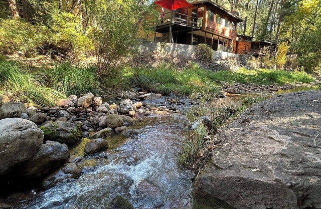 Waterfront luxurious midcentury Log cabin