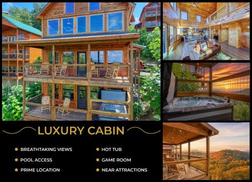 WOW, that View! NEW Luxury Cabin - Hot Tub - Pool Access - Game Room