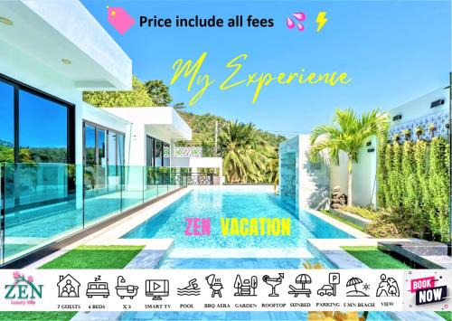 Zen Luxury Villa Phuket 4BR-3BA, Mineral immersion pool, dedicated children's zone, Smart tech, Spacious rooftop, commanding mountain views