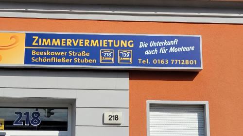 Zimmervermietung Schönfließer Stuben auch für Monteure