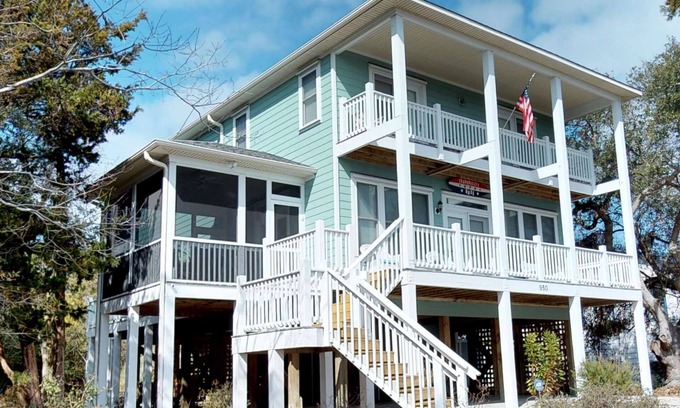 Kure Beach House | 10% Off Aug + Sept | Secluded Retreat Near Beach w/4 Decks, Screened Porch, Grill, Hammock, Dogs OK