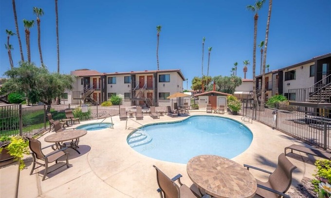 New Papago Parkway Apartment | 117 Upscale Greenbelt Oasis | Heated Pool, Premium Cable, Private Patios