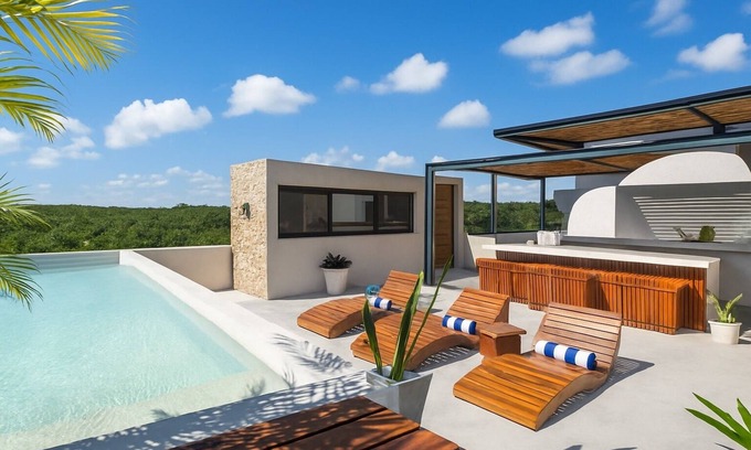 Tulum Apartment | 2-Bed Panoramic Penthouse Private Rooftop Pool Jungle Views
