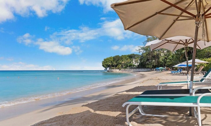 Old Trees Bay Apartment | 2 Bedroom Beachfront Condo, small pool, gorgeous sea view
