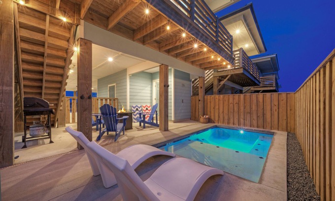 Port Aransas House | 2 Homes, Sleeps 22 | 2 Private Pools, Firepit, Steps to Beach Boardwalk Access