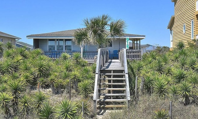 Holden Beach House | 2BR/1BA Home - Oceanfront in Holden Beach, Hot Tub, Sleeps 6
