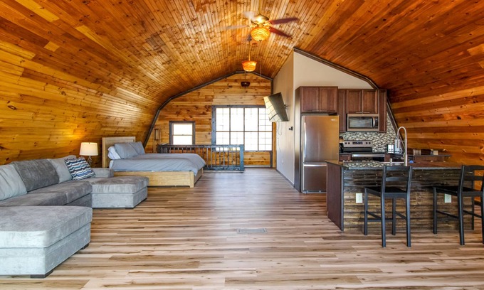 Burdett Apartment | 2nd-floor studio w/Seneca Lake views, spacious deck, full kitchen, gas grill