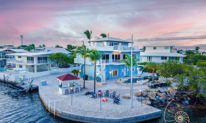 Sunrise Point House | 4 Bedroom Key Largo Oceanfront Home ~ Pool, Hot Tub, Dockage, Cabana & Fire Pit