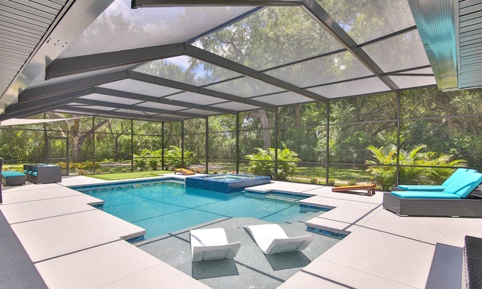 Trailer Estates House | 6 Bed 4 Bath Home Heated Pool Spa & Golf Simulator