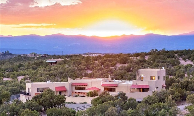 Santa Fe House | 6-Bedroom Santa Fe Adobe Estate with Indoor Pool, Pickleball, Horses and Privacy