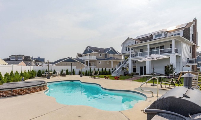 Merion Park House | 6BR/5BA custom beach home with private pool and hot tub; entertainment rooms